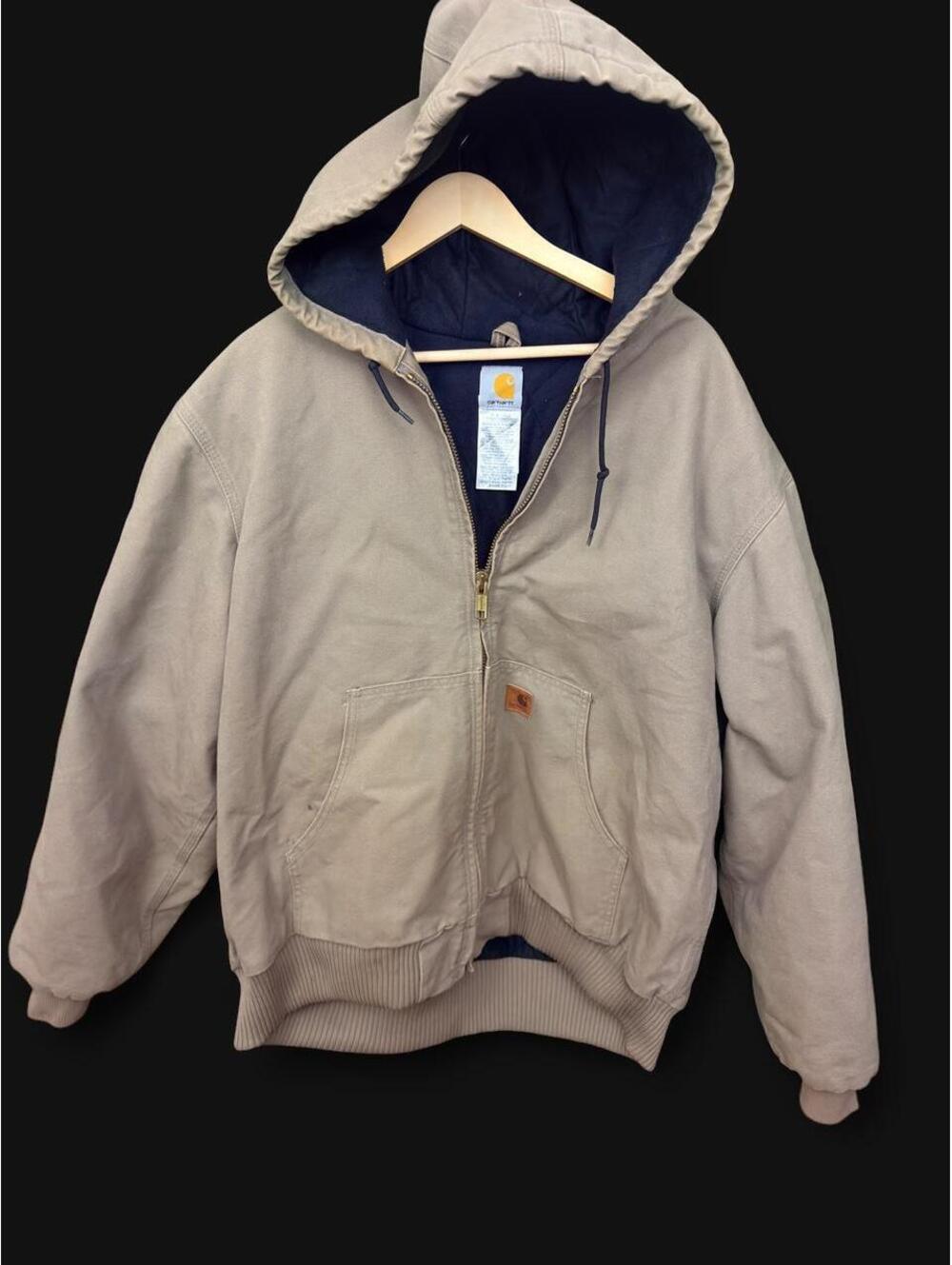 Carhartt Duck Canvas Sherpa Lined Hooded Work Jacket Tan